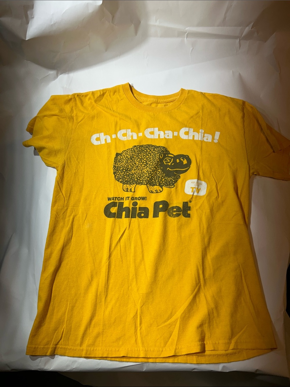 Chia Pet “Ch-Ch-Cha-Chia!” Watch It Grow (As Seen On TV) Yellow Graphic Tee